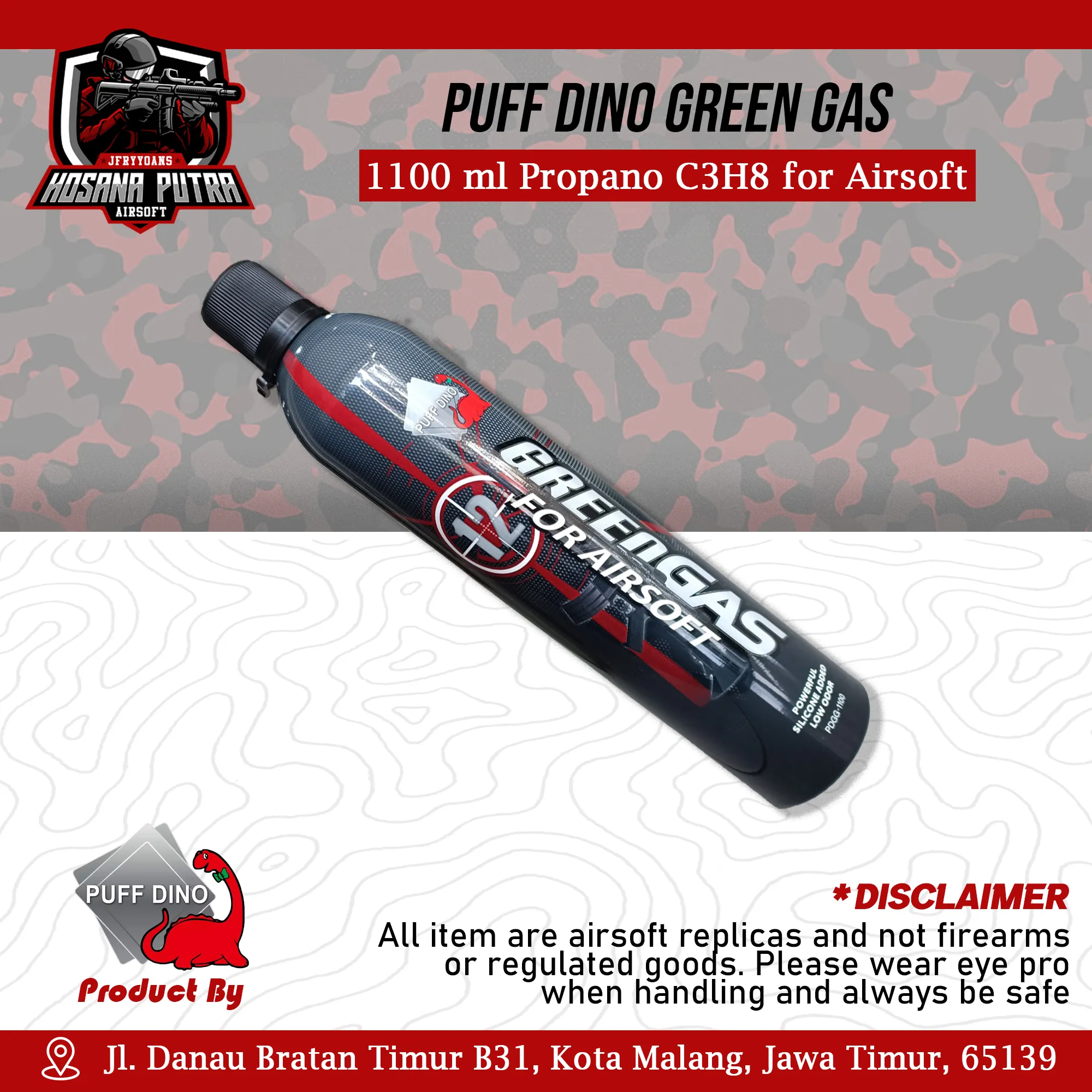 Puff Dino Green Gas | Hosana Putra Airsoft