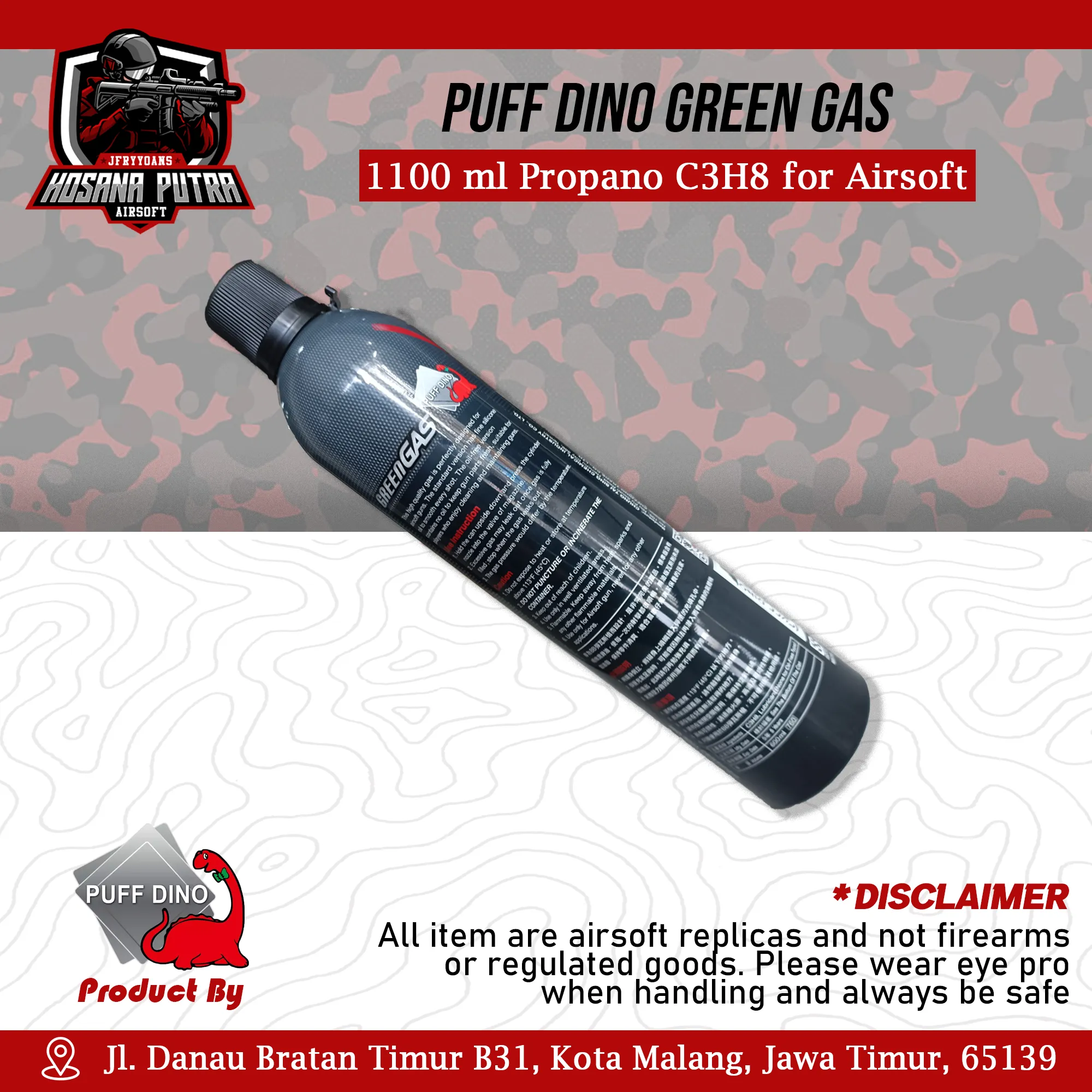 Puff Dino Green Gas | Hosana Putra Airsoft