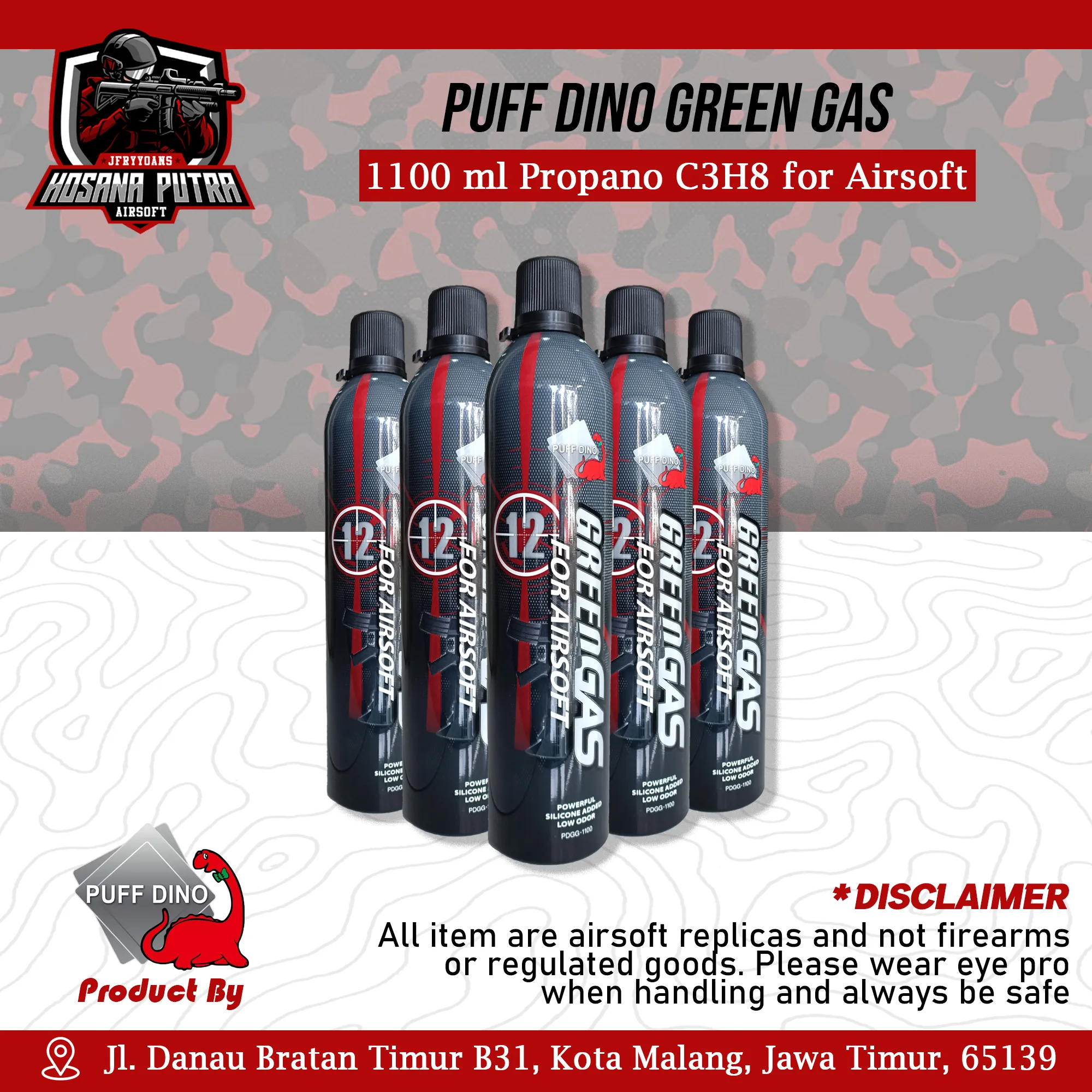 Puff Dino Green Gas | Hosana Putra Airsoft