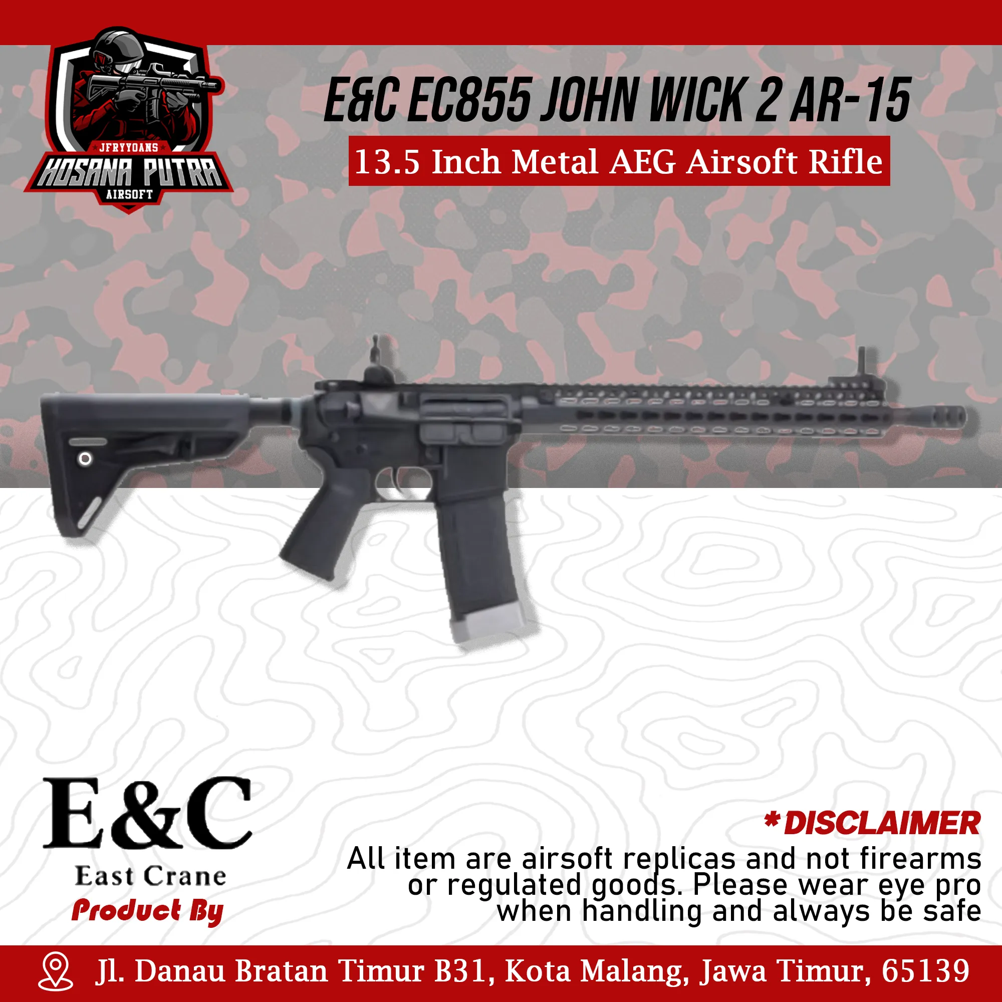 E&C EC855 John Wick 2 AR-15 13.5 Inch Metal AEG Airsoft Rifle | Hosana  Putra Airsoft