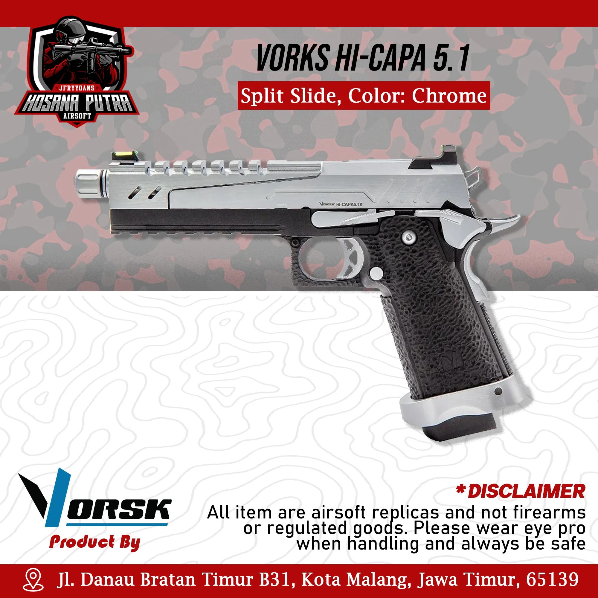 VORKS Hi-CAPA 5.1 Split Slide, Color: Chrome | Hosana Putra