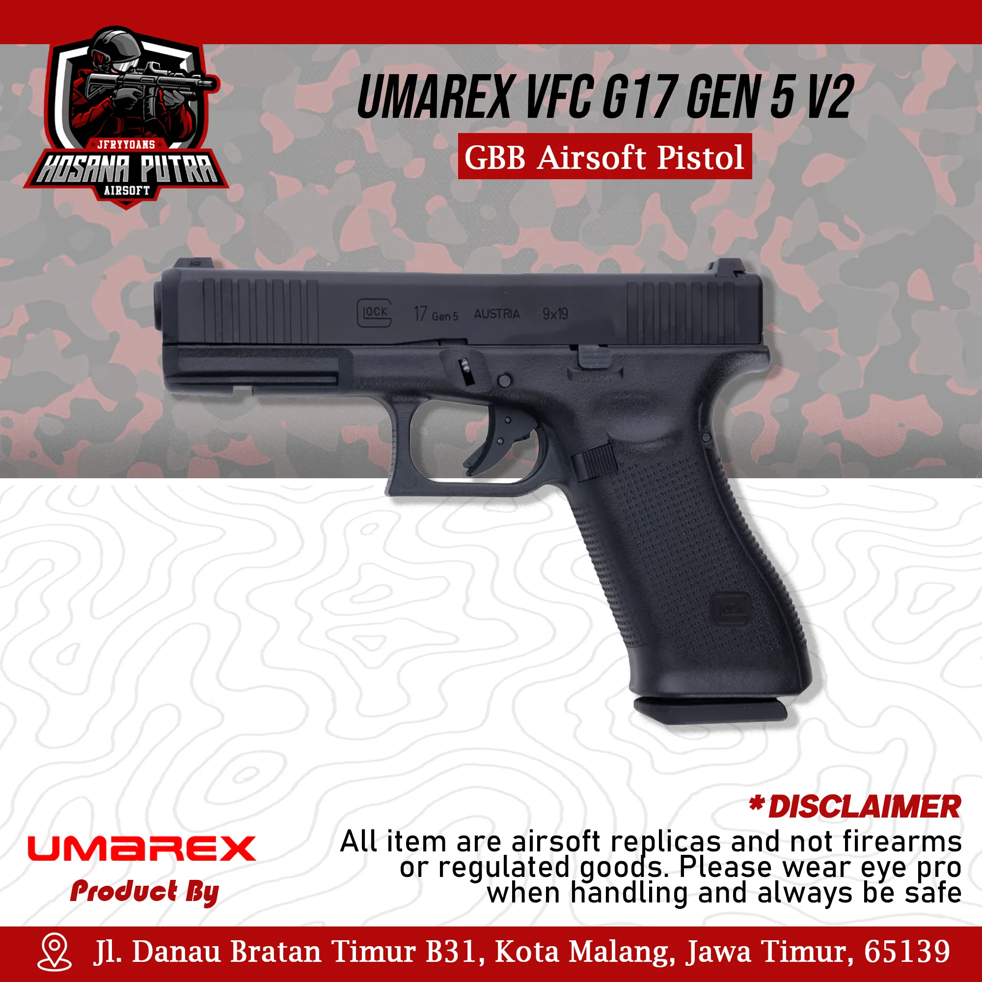 Umarex VFC Glock 17 Gen 5 v2 GBB Airsoft Pistol | Hosana Putra Airsoft