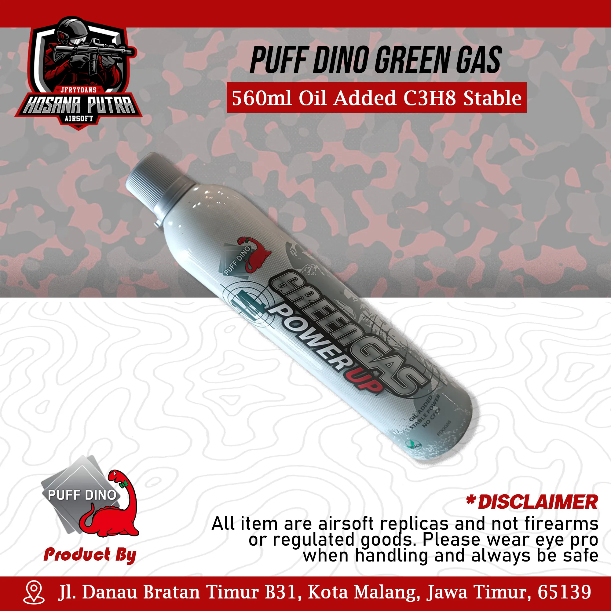 Puff Dino Green Gas | Hosana Putra Airsoft