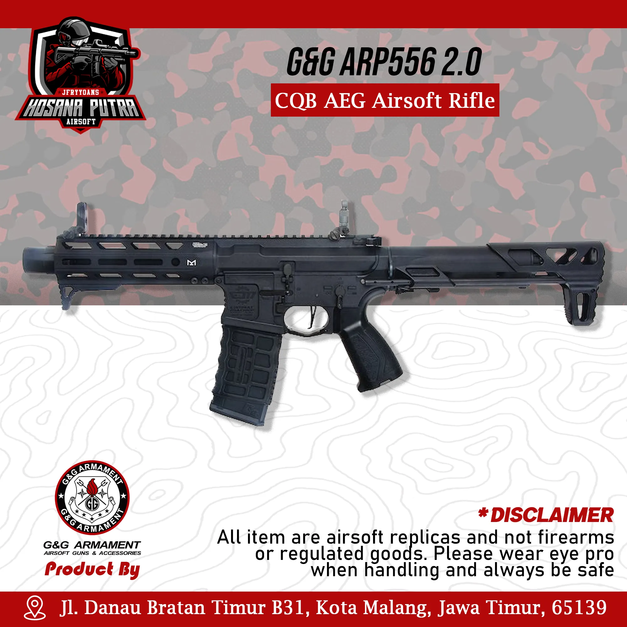 G&G ARP556 2.0 CQB AEG Airsoft Rifle | Hosana Putra Airsoft