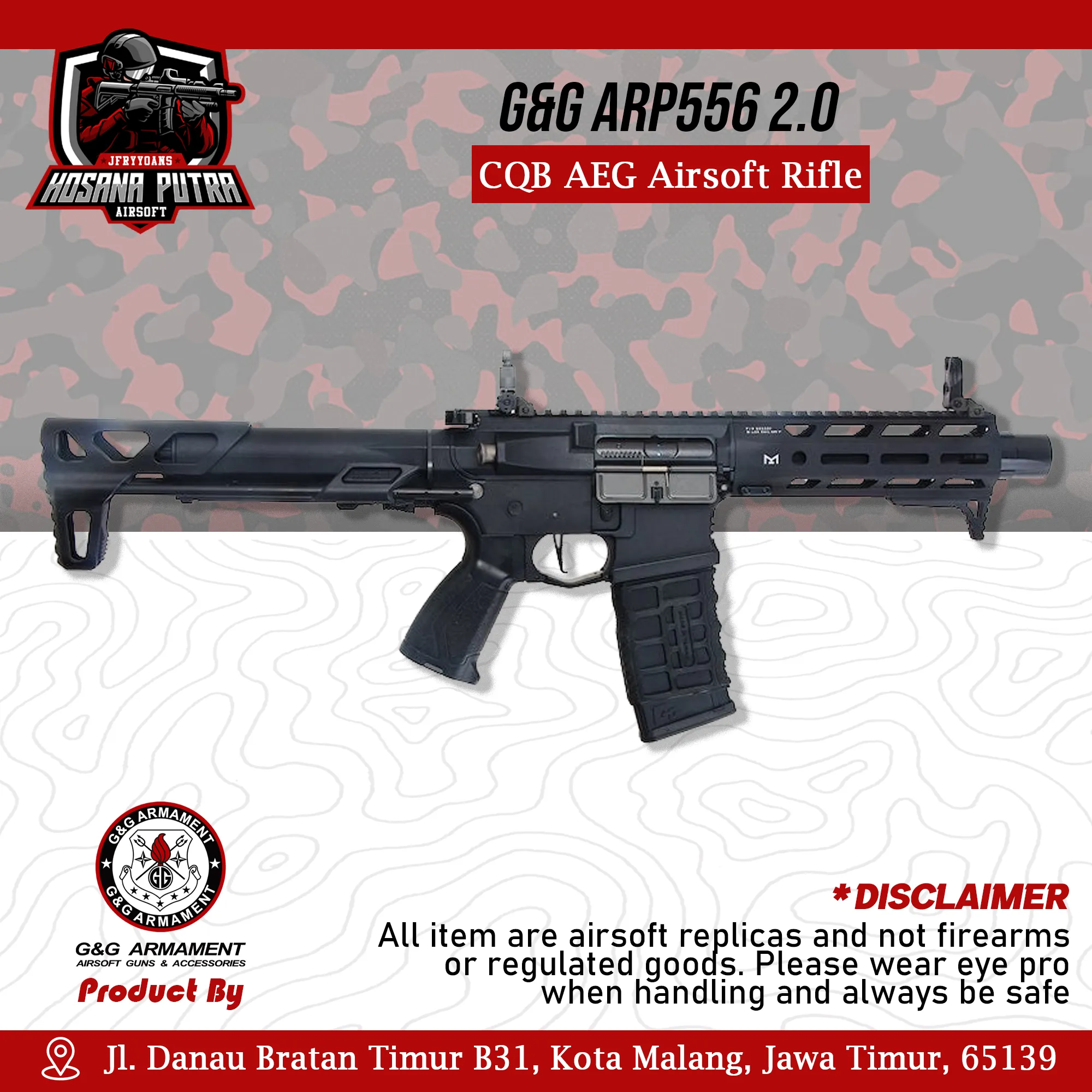 G&G ARP556 2.0 CQB AEG Airsoft Rifle | Hosana Putra Airsoft